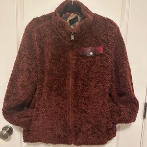 Dark red Pendleton teddy zip up jacket